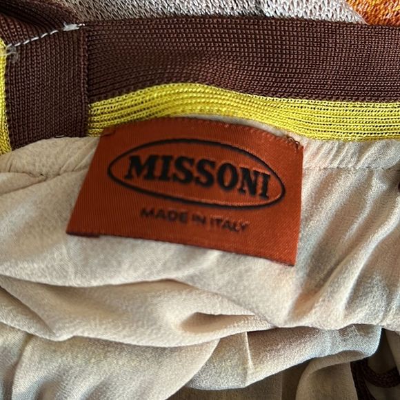 Missoni dress mini ruffles criss cross straps orange yellow brown size 40 - Picture 10 of 16